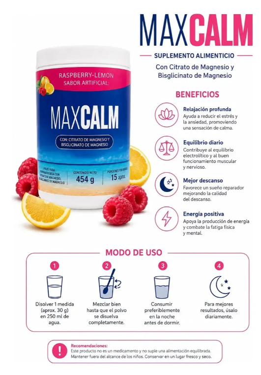 MaxCalm Daily Balance – Frambuesa Limón 4.4 Calificación 4.4 de 5. 26 opiniones. (26)