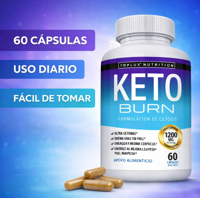 Keto Burn Toplux 1200mg 60 Cápsulas Cetonas Exógenas Cetosis