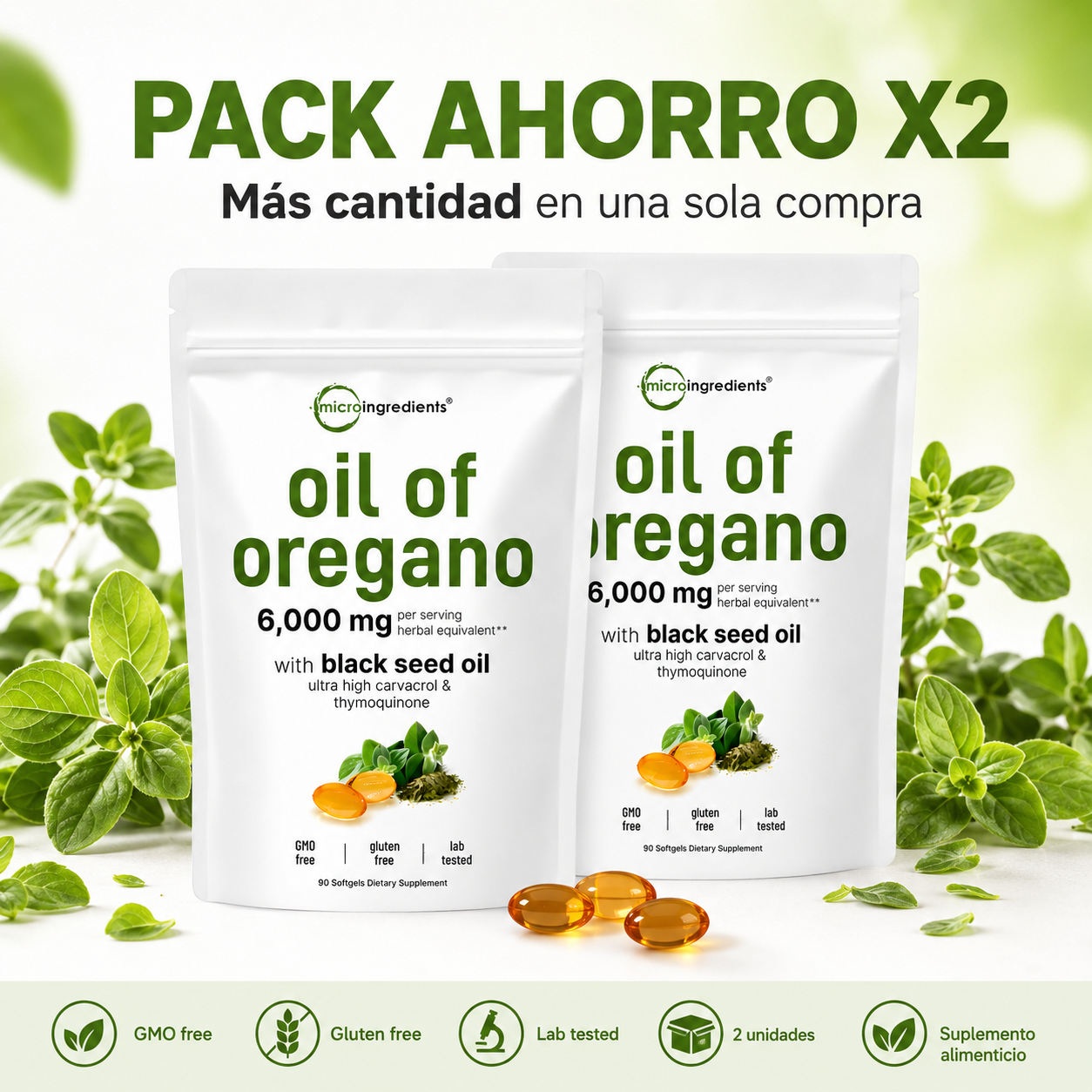 Candida Support Oregano 6000mg 180 capsulas