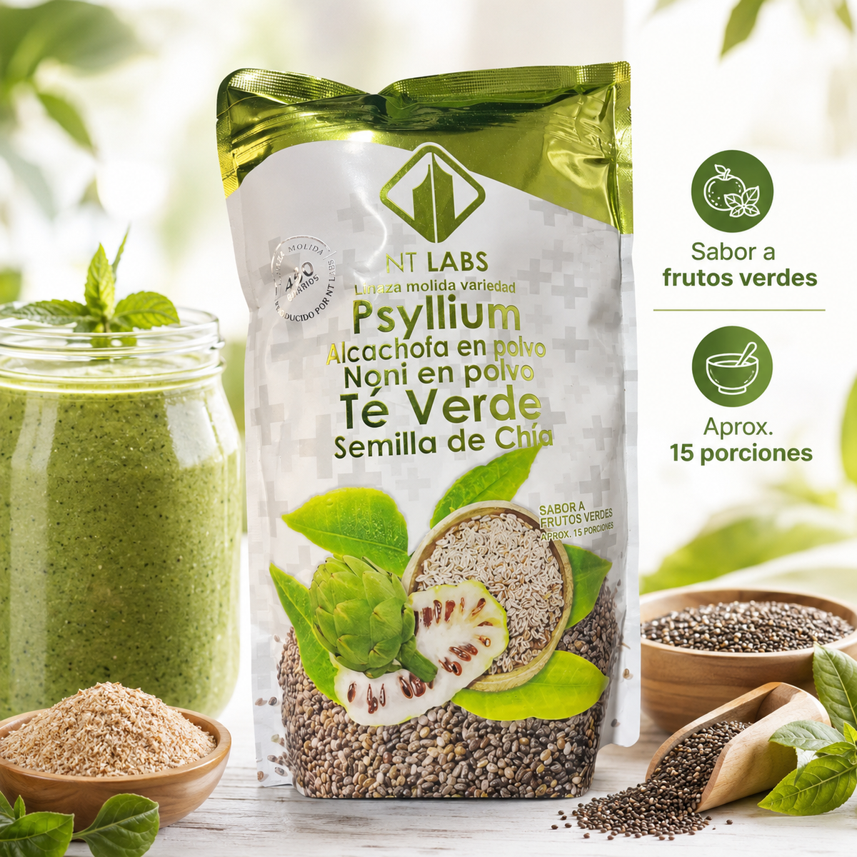 Psyllium Fibra 100% 450gramos linaza verde