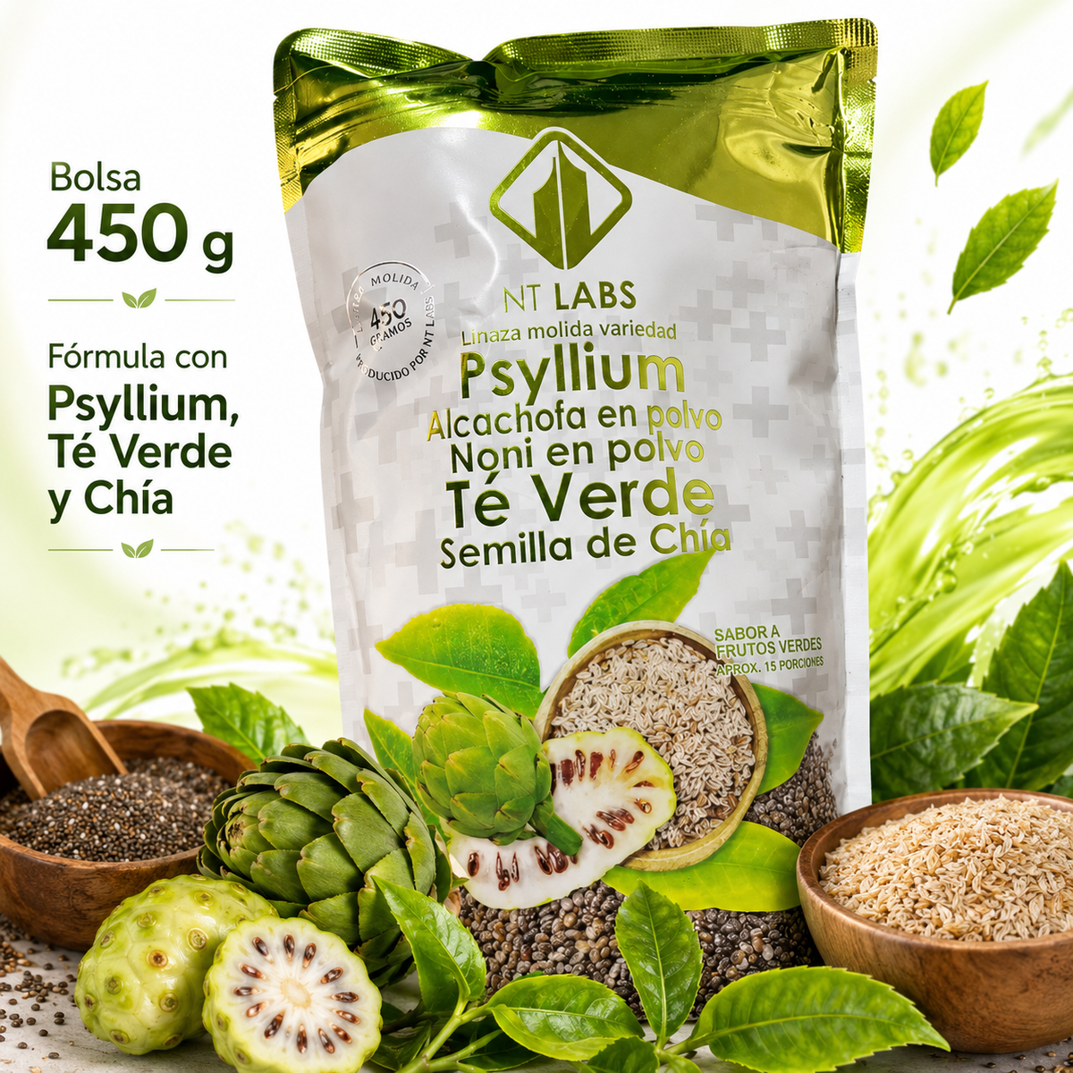 Psyllium Fibra 100% 450gramos linaza verde