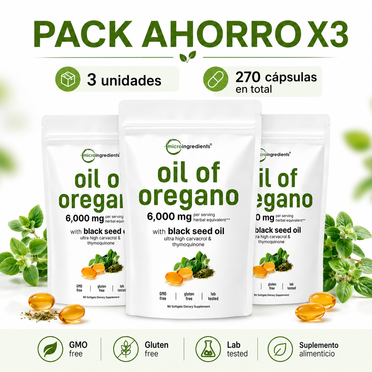 Candida Support Oregano 270 capsulas 6000mg